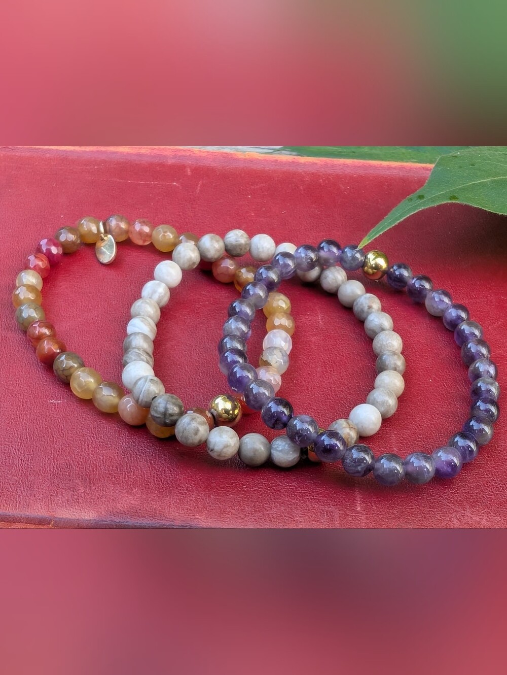 Multicolor Gemstone Beaded Stretch Bracelets - Set of 3
